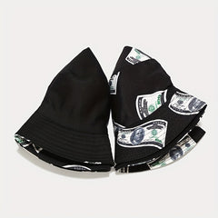 US Dollar Pattern Printed Basin Hat Men's And Women's Street Hip hop Sun Hat