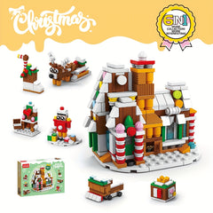 6-in-1 Christmas Gingerbread House Model Building Block Toys