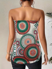 Geometric Print Tube Top Summer Sleeveless Casual Top