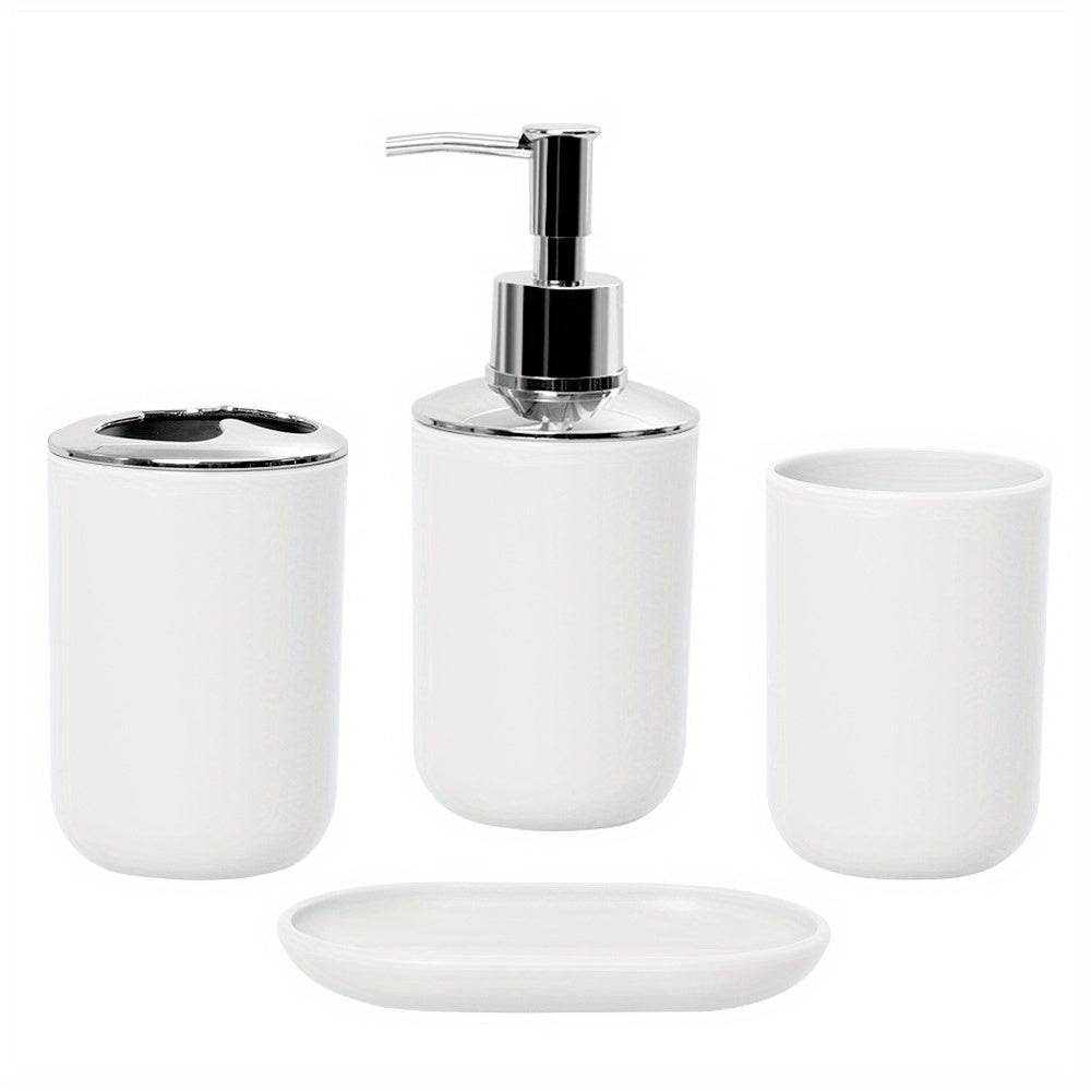 4pcs Soap Dispenser & Holder & 2 Cups Bathroom Accessories Set