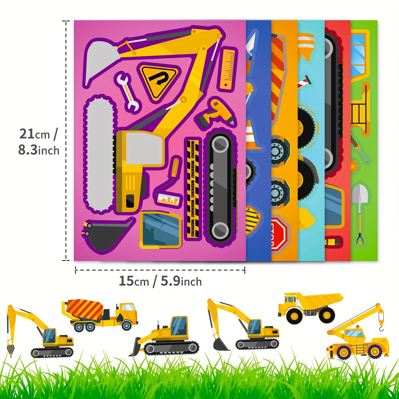 6 Engineering Vehicles Puzzle Sticker Games