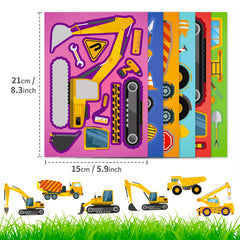 6 Engineering Vehicles Puzzle Sticker Games