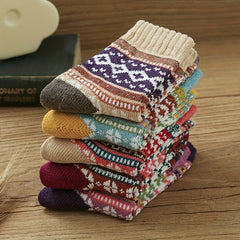 5 Pairs Geometric Pattern Colorblock Socks Women's Stockings