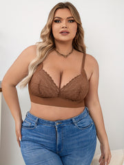 Plus Size Sexy Bra Women's Plus Contrast Lace Wireless Wave