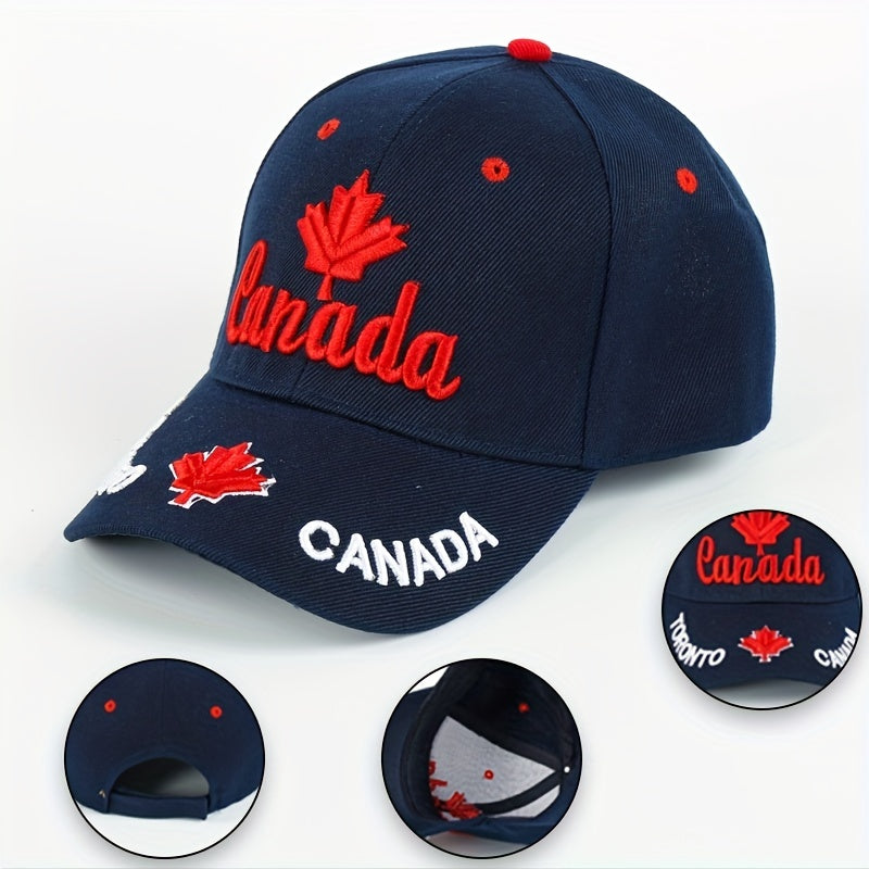 Unisex Sunshade Breathable Adjustable Baseball Cap With Maple Leaf Embroidery