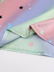 Ombre & Star Print Pajama Set - Tee & Pants Two Piece Set