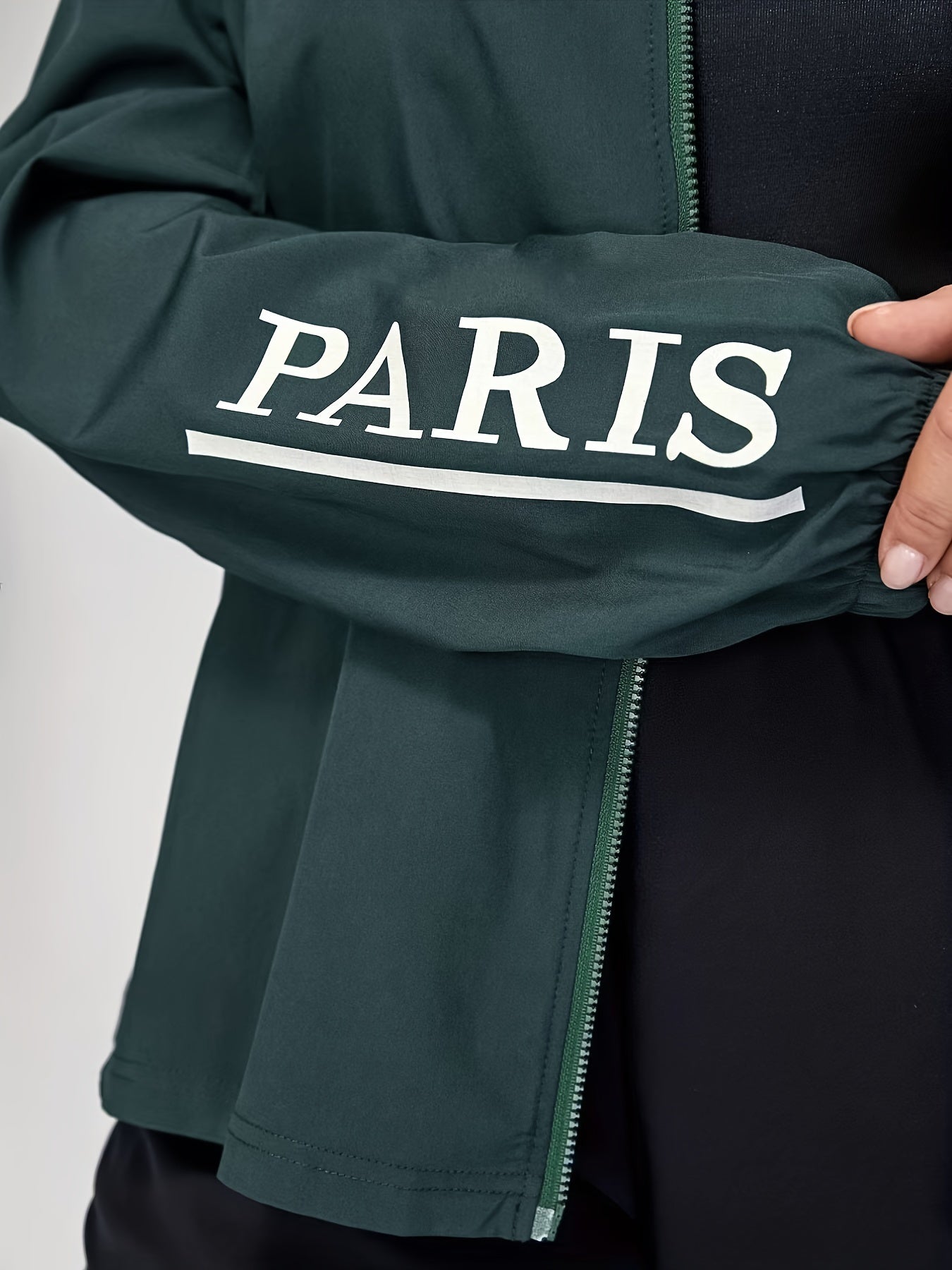 Women's Sports Top Letter Print Long Sleeve Zip Jacket