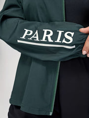 Women's Sports Top Letter Print Long Sleeve Zip Jacket