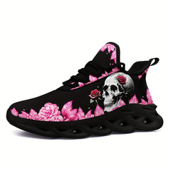 Skull & Rose Thick Sole Sneakers Lightweight Casual Wear
