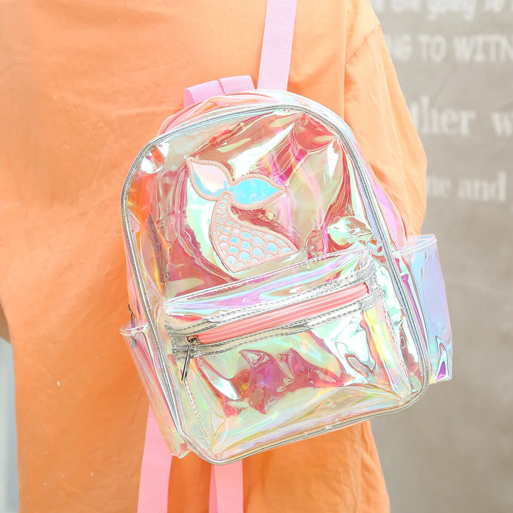 Clear Transparent Women Backpacks PVC Bags For School