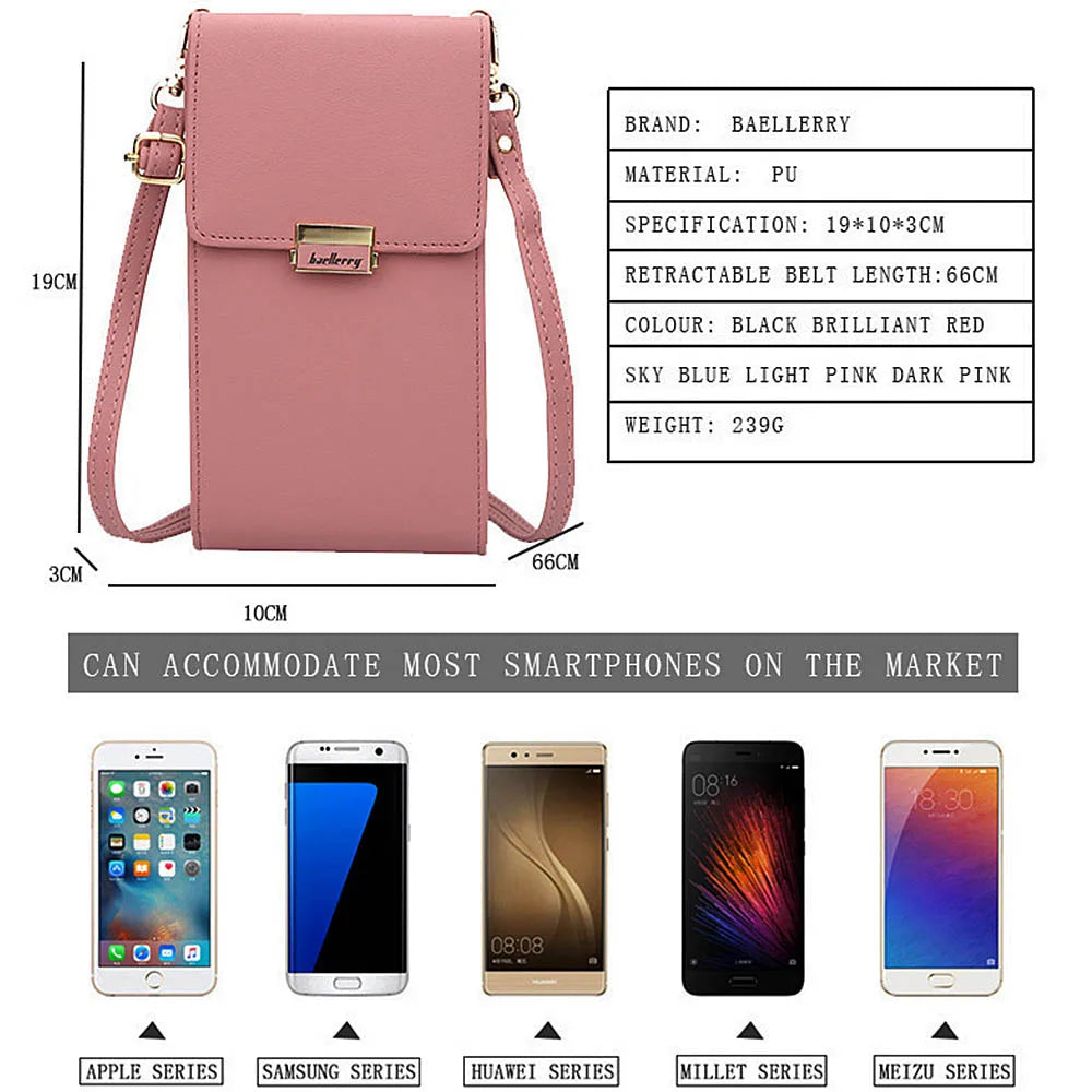 Mini Female Shoulder Bags with Phone Pocket, Custom Name Engraving