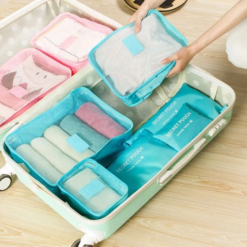 6Pcs Waterproof Travel Clothes Storage Bags Luggage Organizer Pouch Packing Cube