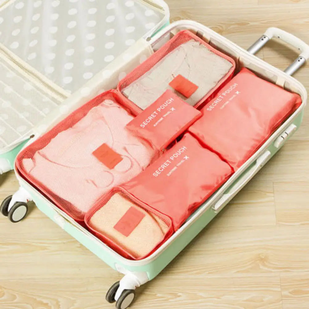 6Pcs Waterproof Travel Clothes Storage Bags Luggage Organizer Pouch Packing Cube
