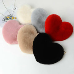 Women's Plush Shoulder Hairy Bag Heart-shaped Chain Handbags