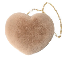 Women's Plush Shoulder Hairy Bag Heart-shaped Chain Handbags