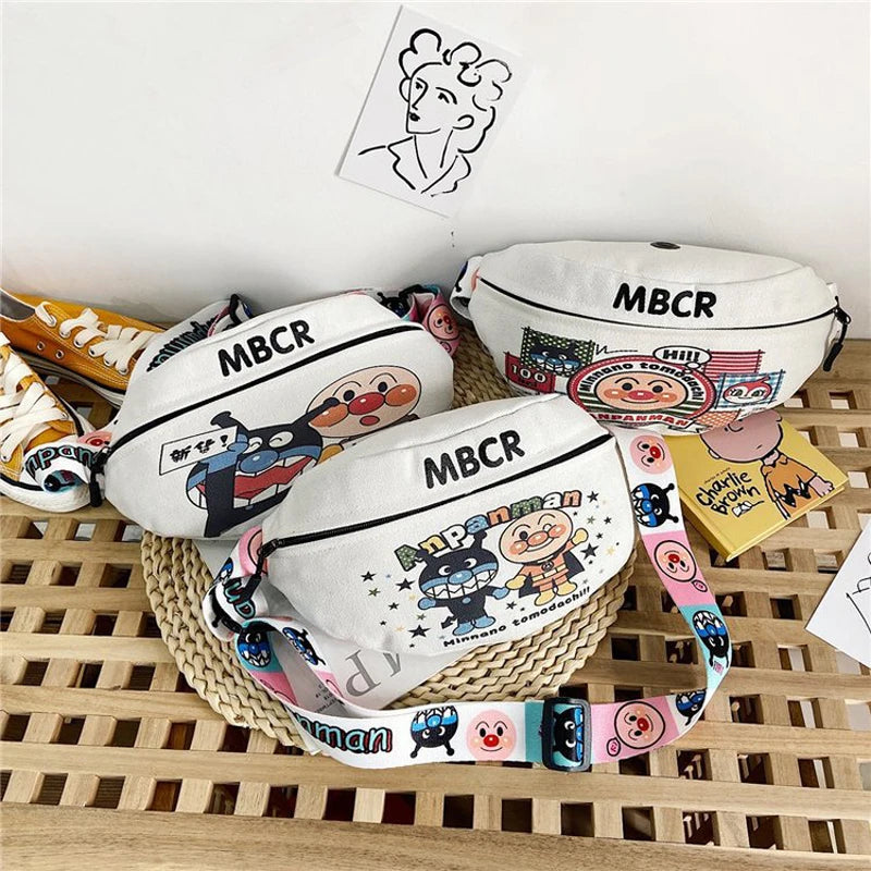 Cartoon Canvas Waist Bag Korea Waist Pack Case Shoulder Bag For Girl