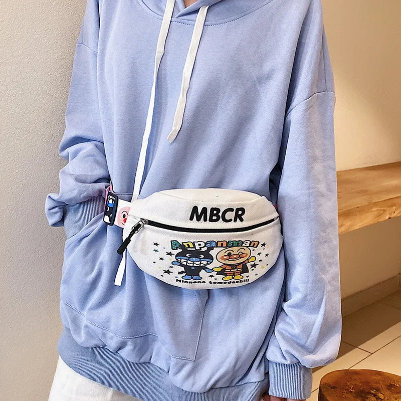 Cartoon Canvas Waist Bag Korea Waist Pack Case Shoulder Bag For Girl