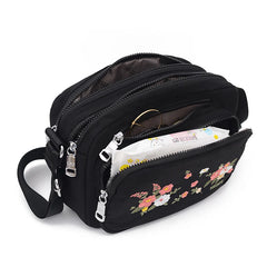 Floral Shoulder Bag Women Nylon Waterproof Soft Zipper Crossbody