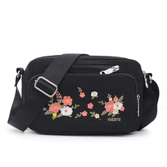 Floral Shoulder Bag Women Nylon Waterproof Soft Zipper Crossbody