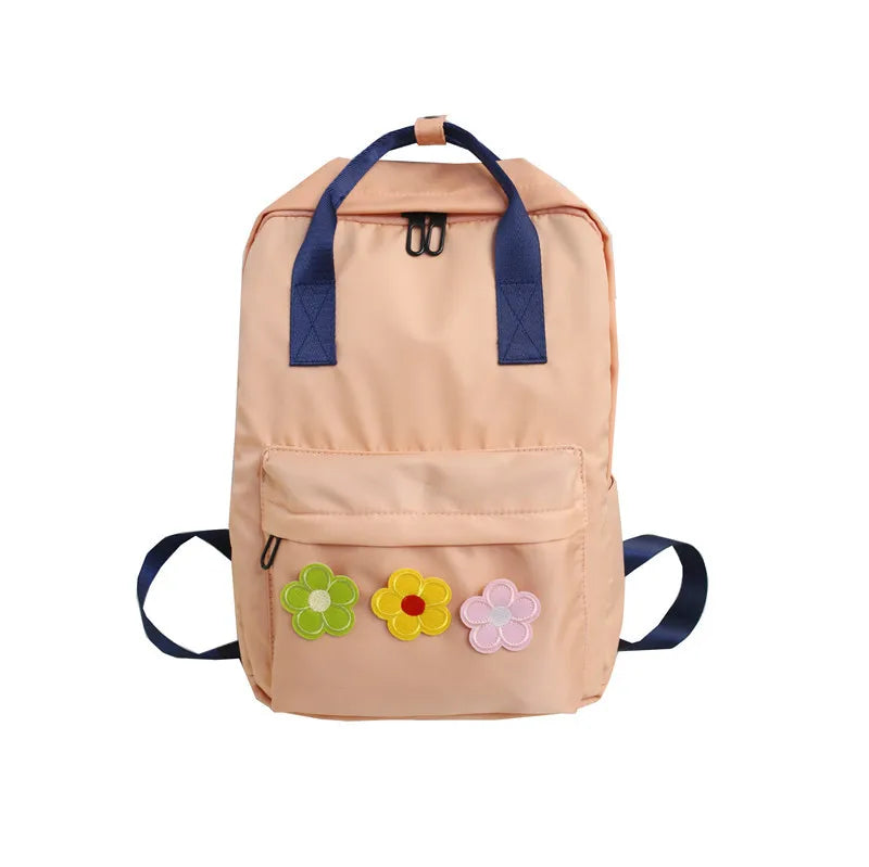 Women Backpack Flower Decoration Teenage Girl School Bag Waterproof