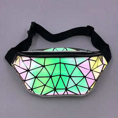 Luminous Waist Bags Women Waist Fanny Packs Belt Bag Geometric Chest Handbag Pou