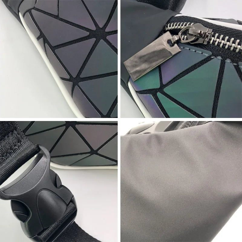 Luminous Waist Bags Women Waist Fanny Packs Belt Bag Geometric Chest Handbag Pou