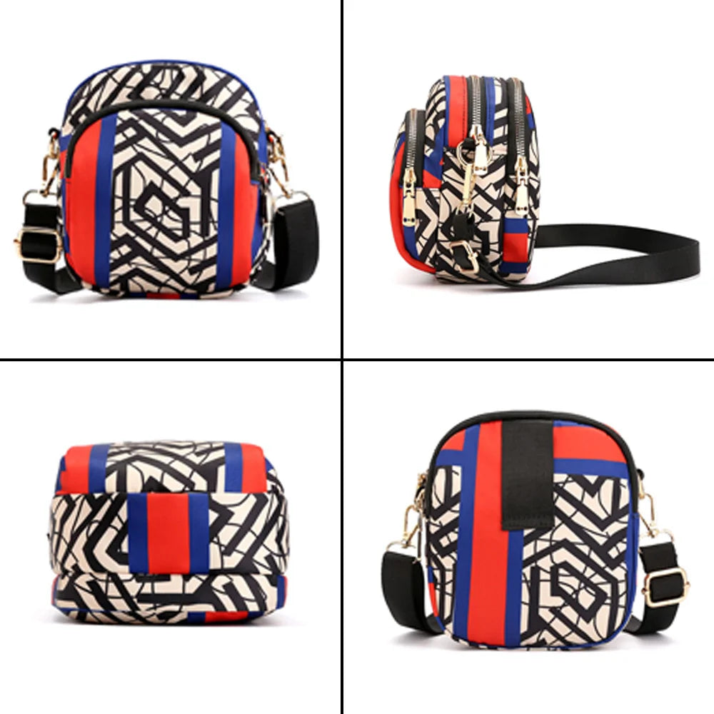 Mini Floral Shoulder Bag Woman Nylon Waterproof Zipper Soft Crossbody Purses