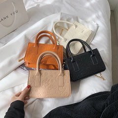 Purse Print Pattern Small Square Bags Women PU Leather Shoulder Bag Tote