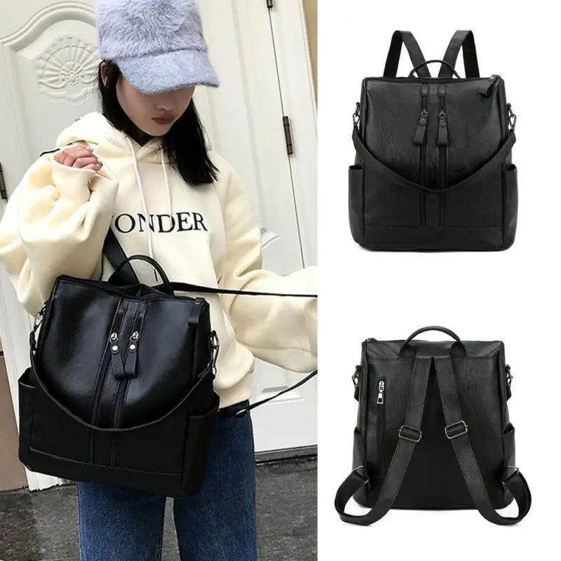 Teen Girls PU Leather Backpack School Shoulder Bag