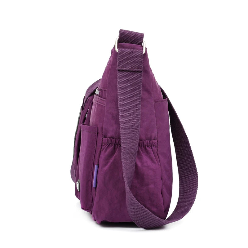 Women Shoulder Messenger Bag Nylon Lightweight Waterproof Zipper Travel Crossbod