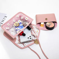 Women Daisy Pattern Shoulder Bag Chain Strap Messenger Handbag Tote