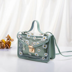 Women Daisy Pattern Shoulder Bag Chain Strap Messenger Handbag Tote