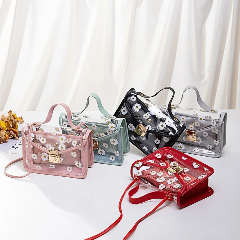 Women Daisy Pattern Shoulder Bag Chain Strap Messenger Handbag Tote