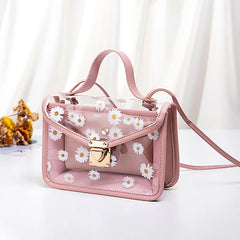 Women Daisy Pattern Shoulder Bag Chain Strap Messenger Handbag Tote