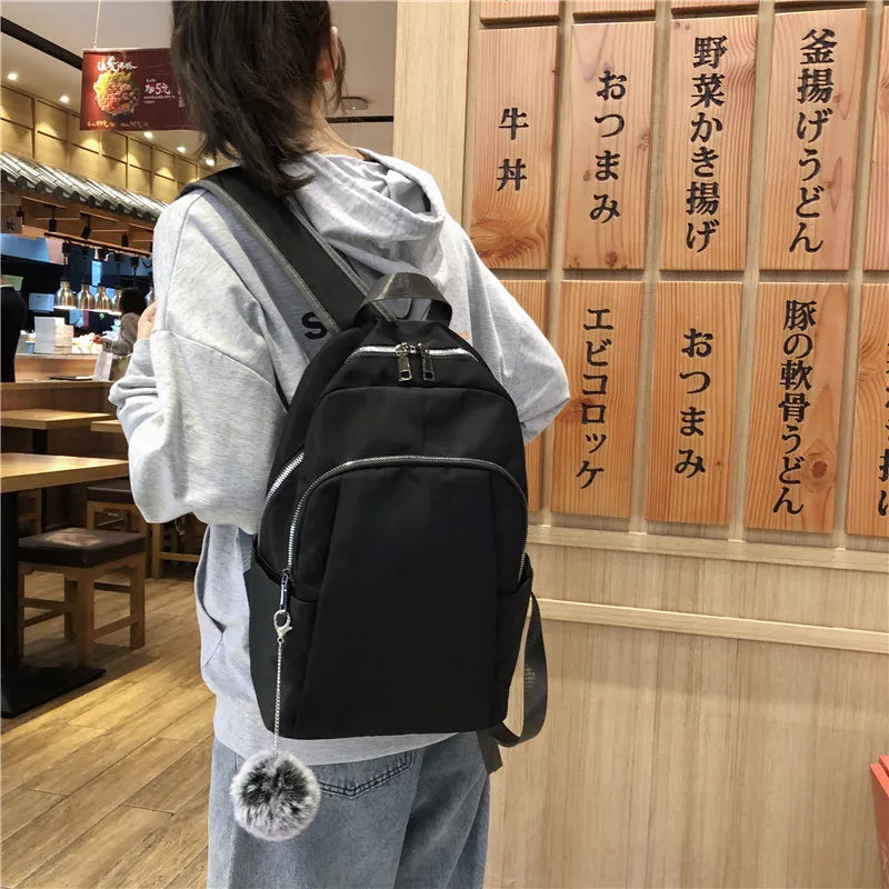 Women's Anti-theft Backpack Waterproof Nylon Solid Shoulder Bags
