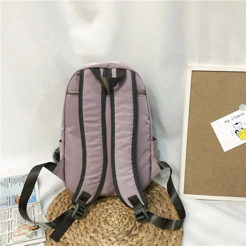 Women's Anti-theft Backpack Waterproof Nylon Solid Shoulder Bags