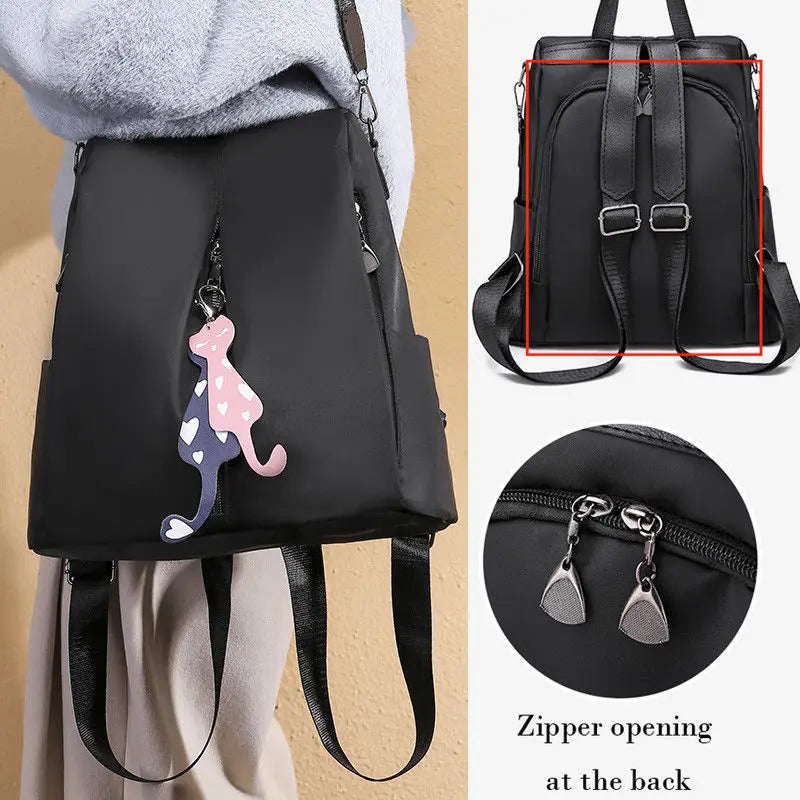 Women's Anti-theft Backpack Black/Grey Travel Shoulder Bag