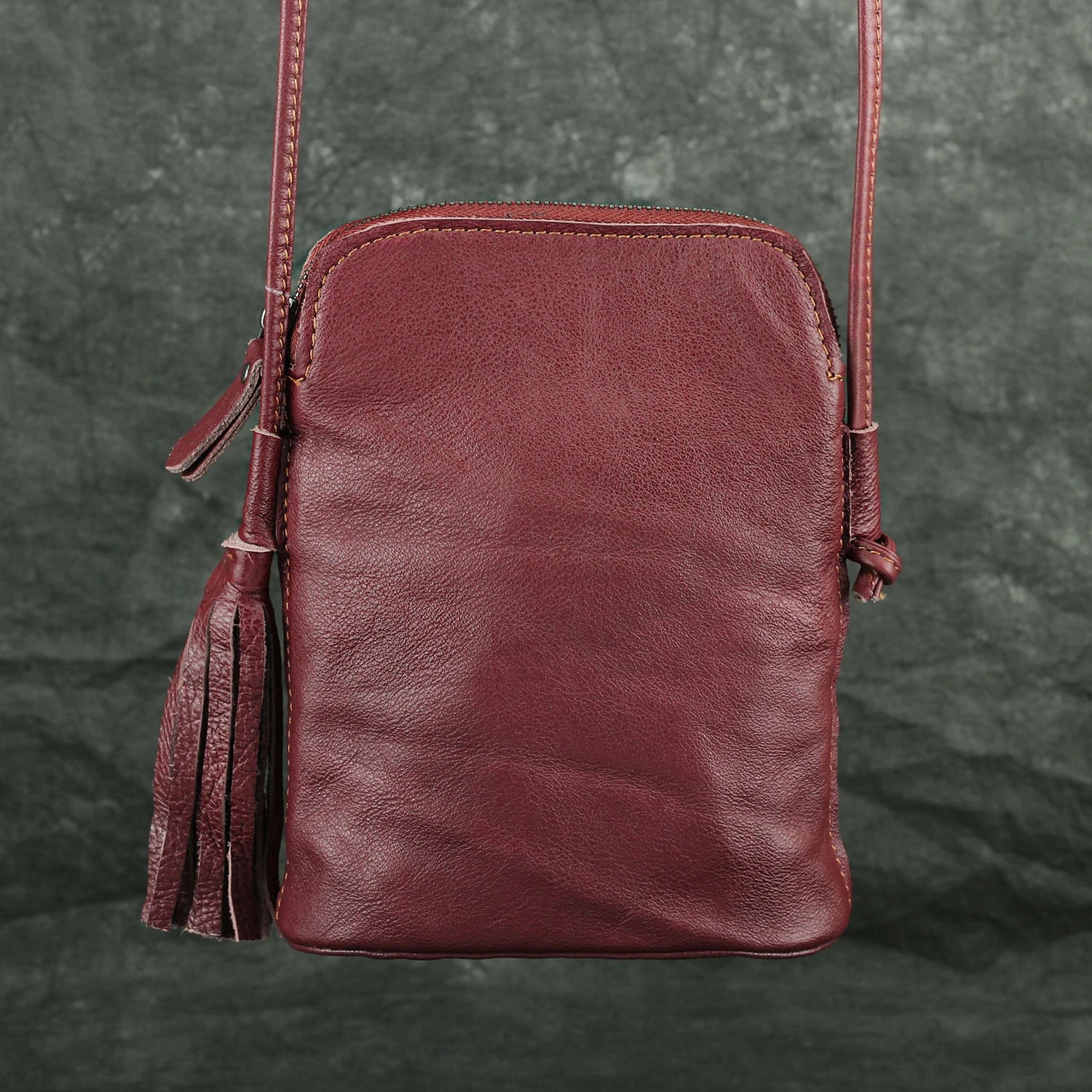 Casual Leather Shoulder Bag Cowhide Women Tassel Mini Messenger Phone Bag