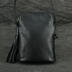 Casual Leather Shoulder Bag Cowhide Women Tassel Mini Messenger Phone Bag