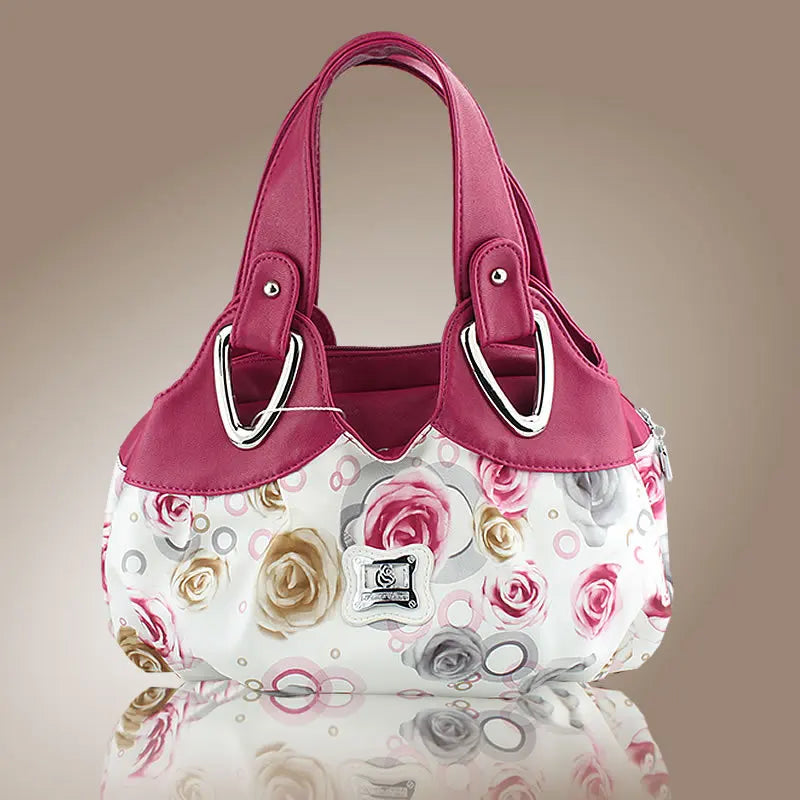 Women PU Leather Handbag Tote Bag Satchel -Dream Safflower