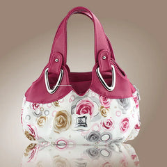 Women PU Leather Handbag Tote Bag Satchel -Dream Safflower