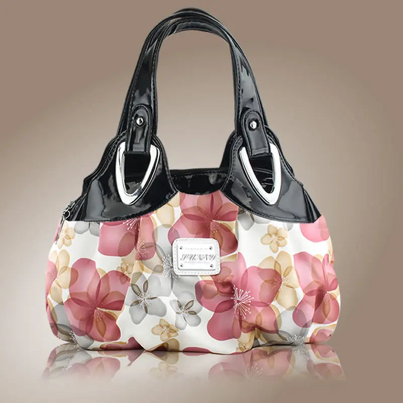 Women PU Leather Handbag Tote Bag Satchel -Dream Safflower