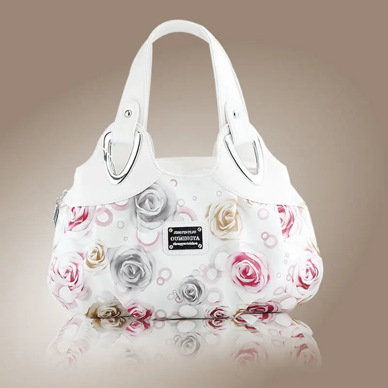 Women PU Leather Handbag Tote Bag Satchel -Dream Safflower