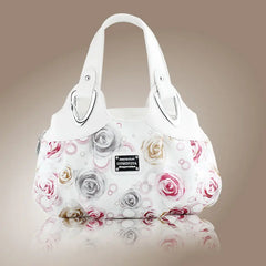 Women PU Leather Handbag Tote Bag Satchel -Dream Safflower