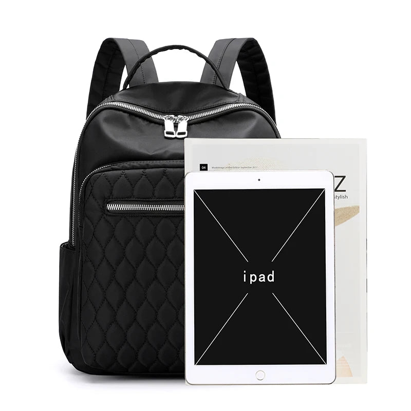 Female Preppy Style Plaid Nylon Backpack Women High Quality Laptop Bags