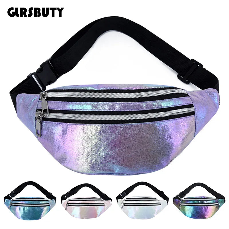 Holographic Fanny Pack Laser PU Waist Bag Girls Belt Bag