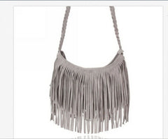 Women Tassel Zipper Cross Body Bag Faux Fur Shoulder Bag