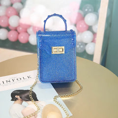 PVC Jelly Bag for Women Candy Phone Flap Bag Metal Chain Messenger Bag