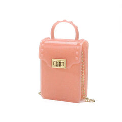 PVC Jelly Bag for Women Candy Phone Flap Bag Metal Chain Messenger Bag