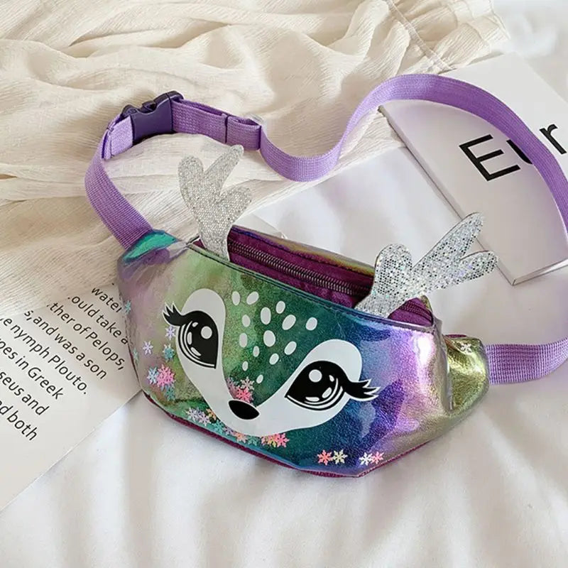 Kids Elk Print Waist Fanny Pack Belt Pouch 5 Colors